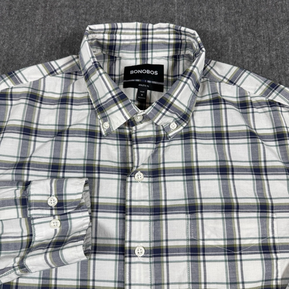 Bonobos Men's M Short Athletic Fit Plaid Button Down Shirt Stretch Cotton